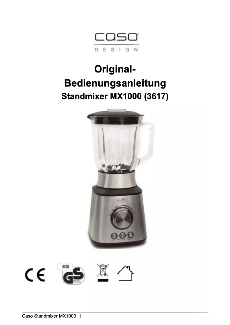 Page 1 de la notice Manuel utilisateur Caso MX 1000