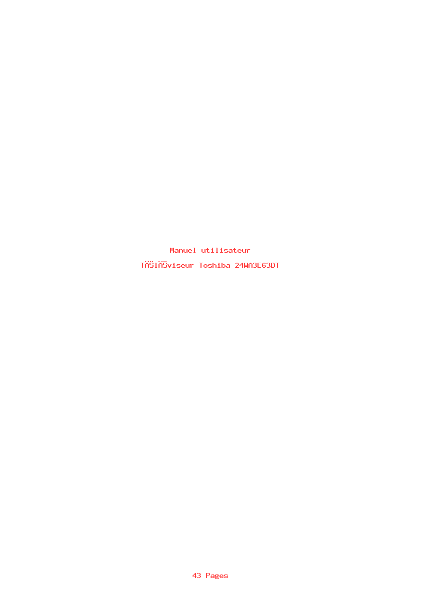Page 1 de la notice Manuel utilisateur Toshiba 24WA3E63DT