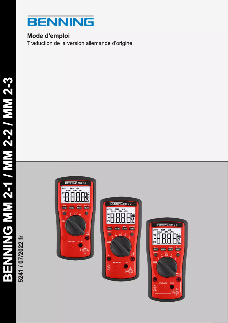Page 1 de la notice Manuel utilisateur BENNING MM 2-3