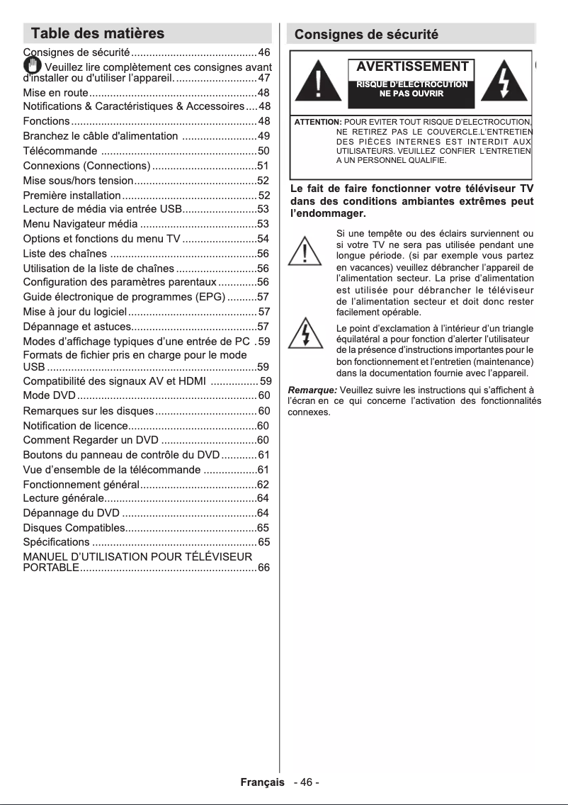 Page 1 de la notice Manuel utilisateur Telefunken L24H180A3D