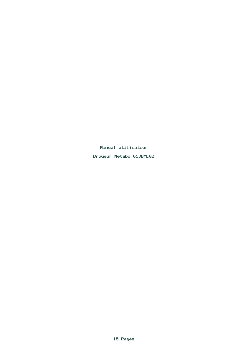 Page 1 de la notice Manuel utilisateur Metabo G13BYEQ2