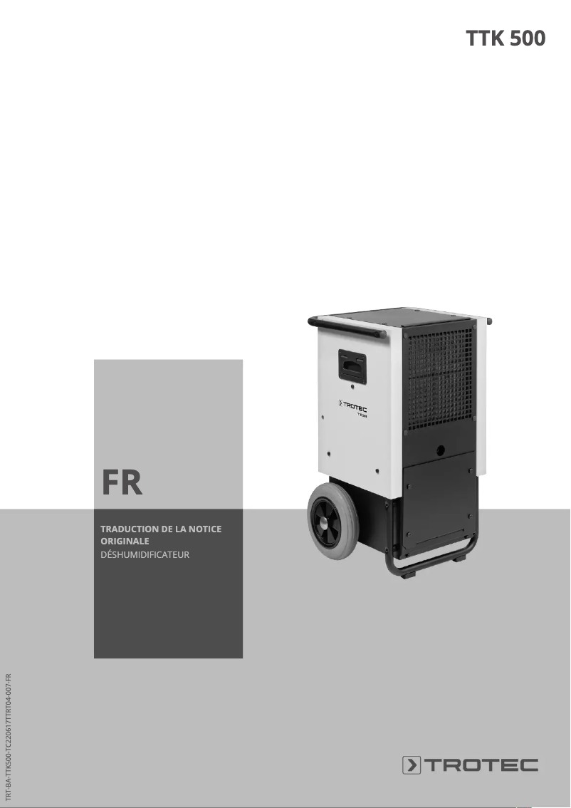 Page 1 de la notice Manuel utilisateur Trotec TTK 500 ES