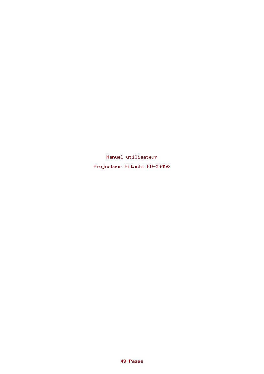 Page 1 de la notice Manuel utilisateur Hitachi ED-X3450
