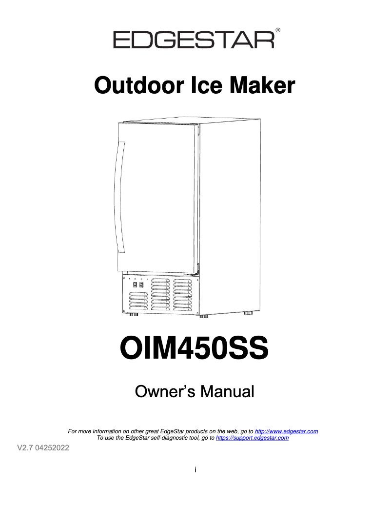 Page 1 de la notice Manuel utilisateur EdgeStar OIM450SS