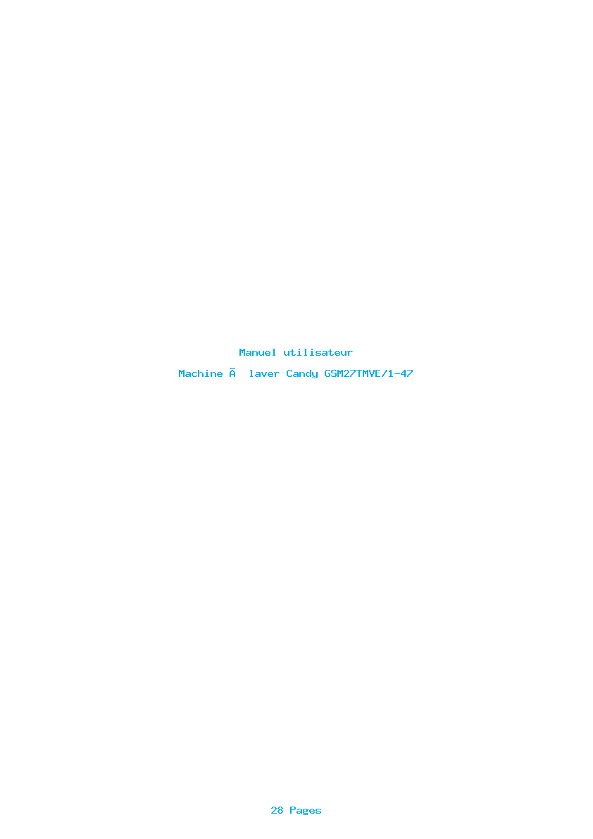 Page 1 de la notice Manuel utilisateur Candy GSM27TMVE/1-47