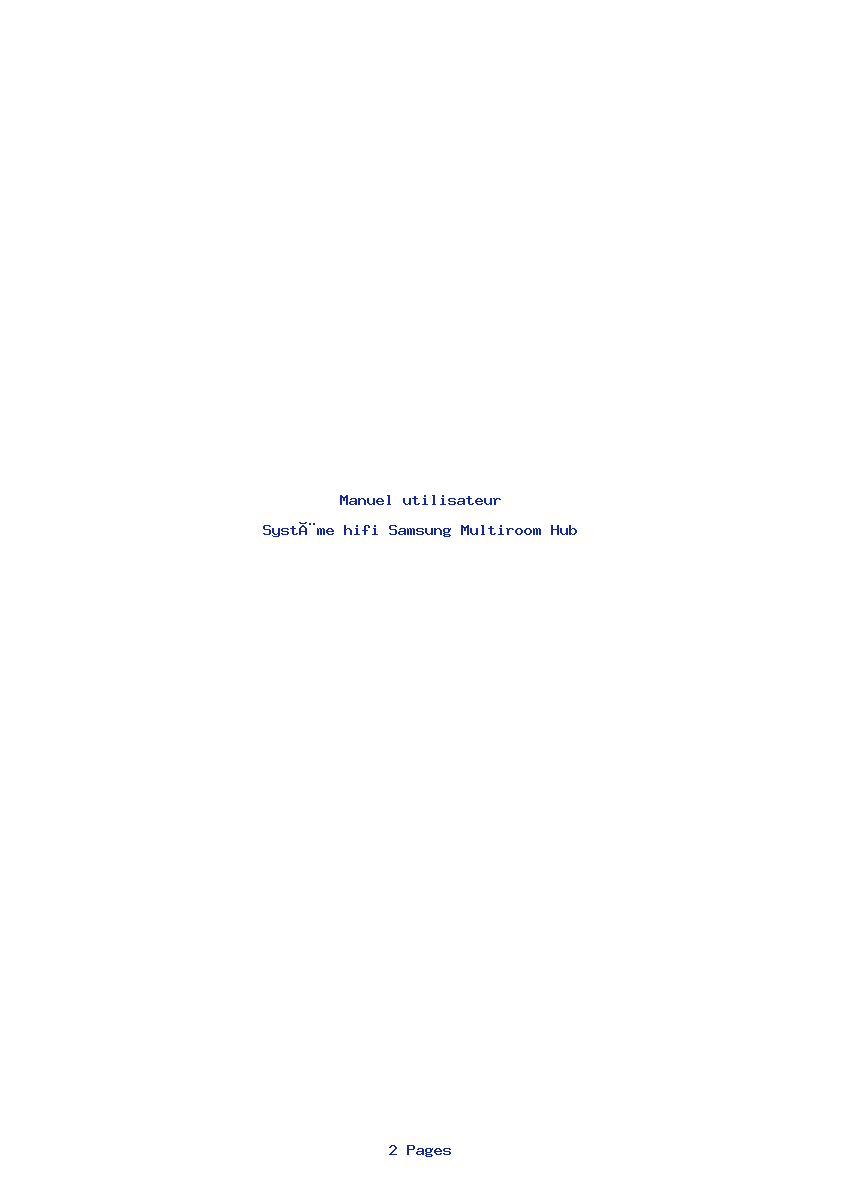 Page 1 de la notice Manuel utilisateur Samsung Multiroom Hub