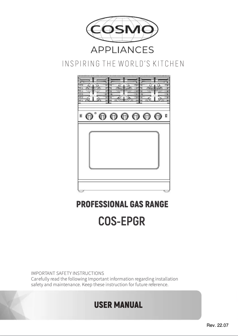 Page 1 de la notice Manuel utilisateur Cosmo COS-EPGR304