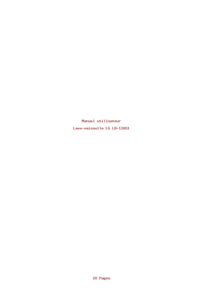 Page 1 de la notice Manuel utilisateur LG LD-12AS1