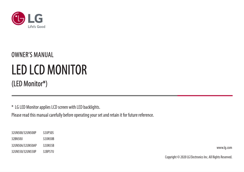 Page 1 of the manual User Manual LG 32UN550P