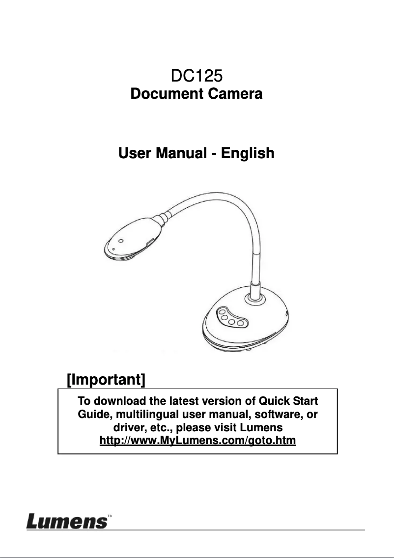 Page 1 de la notice Manuel utilisateur Lumens DC125