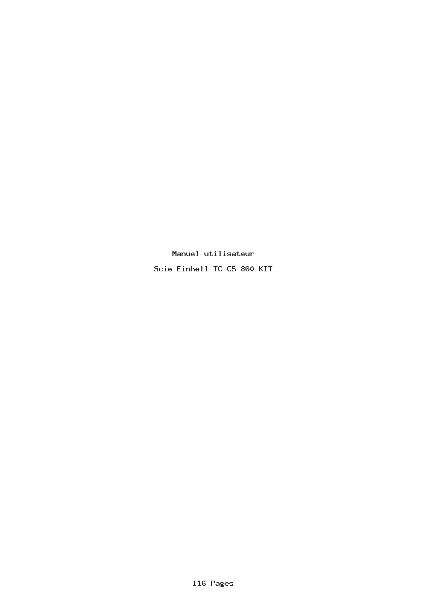 Page 1 de la notice Manuel utilisateur Einhell TC-CS 860 KIT