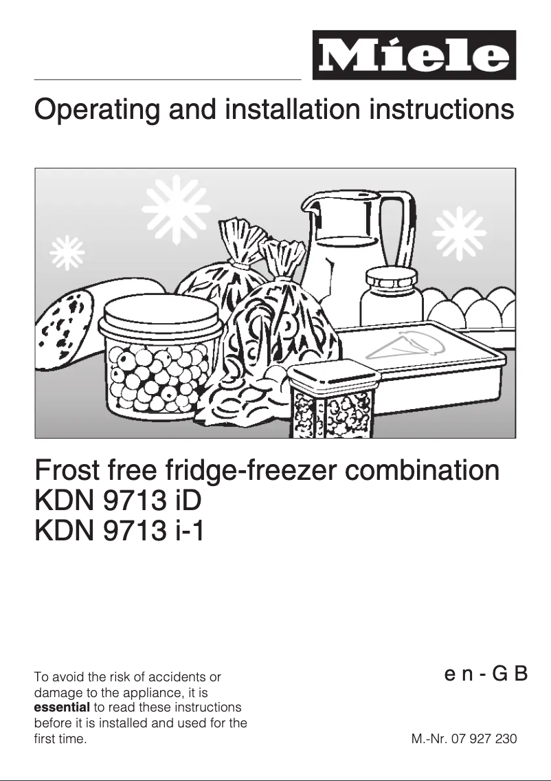 Page 1 de la notice Manuel utilisateur Miele KDN 9713 iD