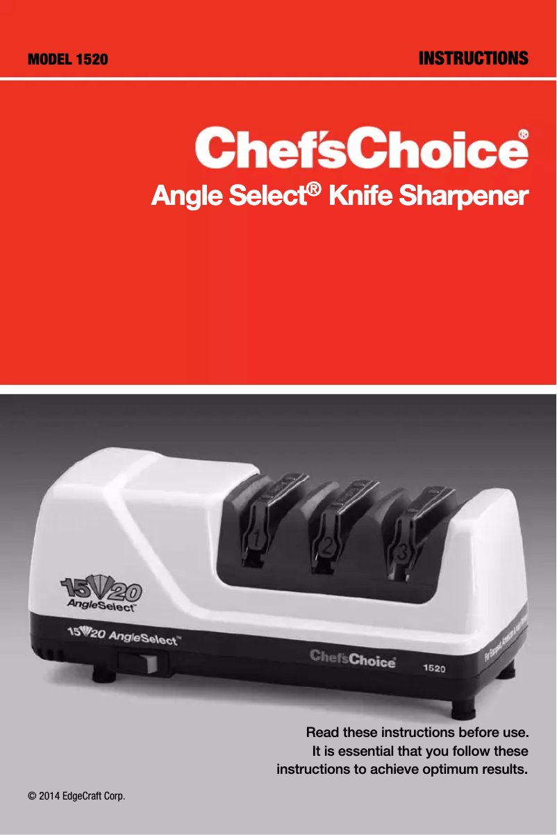 Page 1 de la notice Manuel utilisateur Chef's Choice Angle Select CC1520