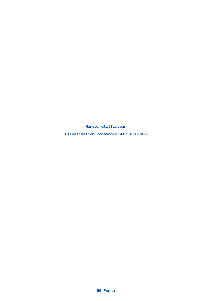 Page 1 de la notice Manuel utilisateur Panasonic WH-SDC16K9E8