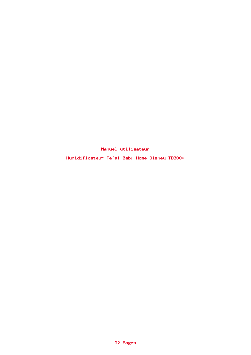 Page 1 de la notice Manuel utilisateur Tefal Baby Home Disney TD3000