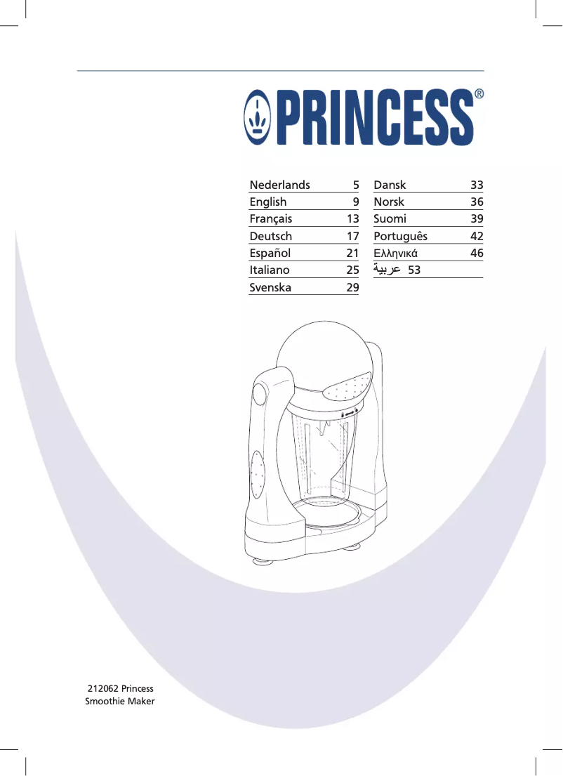 Page 1 de la notice Manuel utilisateur Princess Smoothie Maker 212062