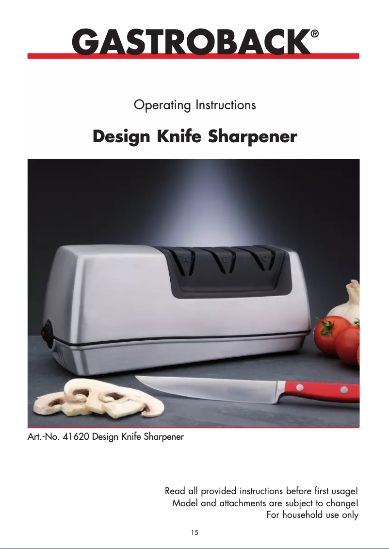 Page 1 de la notice Manuel utilisateur Gastroback Design Knife Sharpener 41620