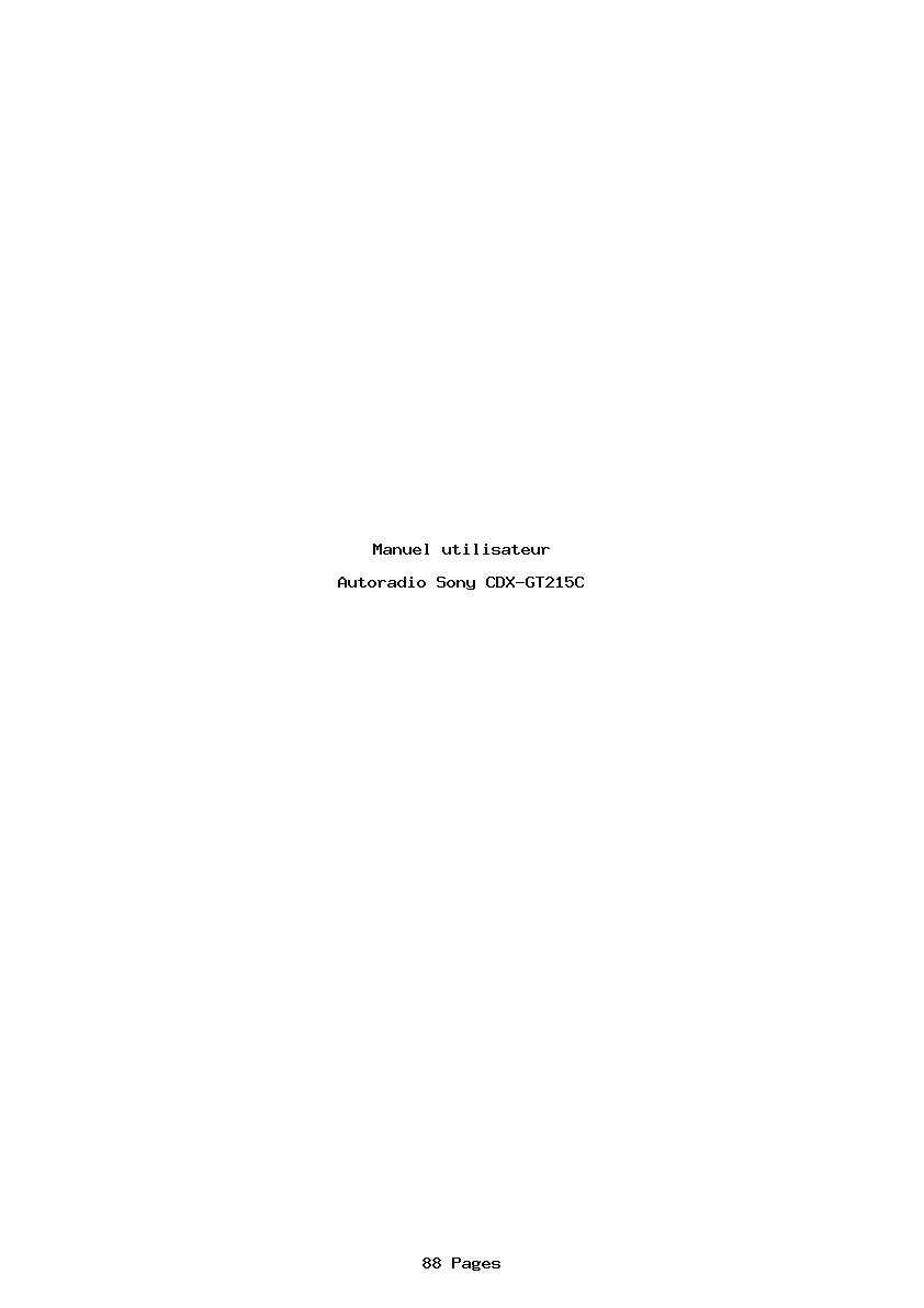 Page 1 de la notice Manuel utilisateur Sony CDX-GT215C
