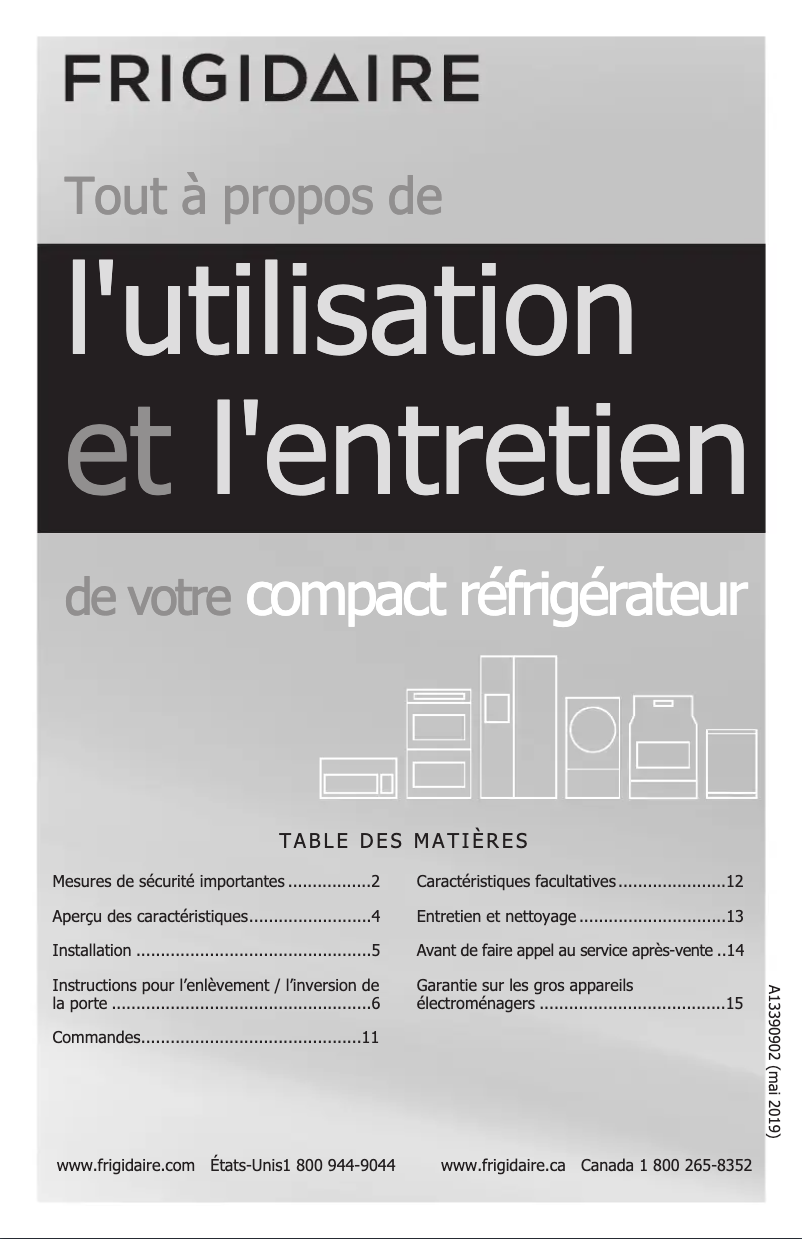 Page 1 de la notice Manuel utilisateur Frigidaire FFPA4422UM