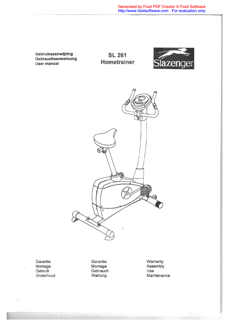 Page 1 de la notice Manuel utilisateur Slazenger SL 261