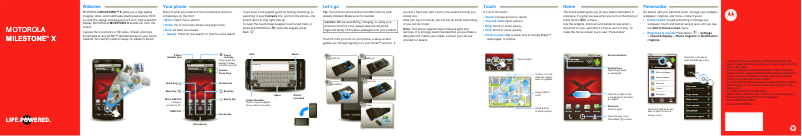 Page 1 de la notice Manuel utilisateur Motorola Milestone X