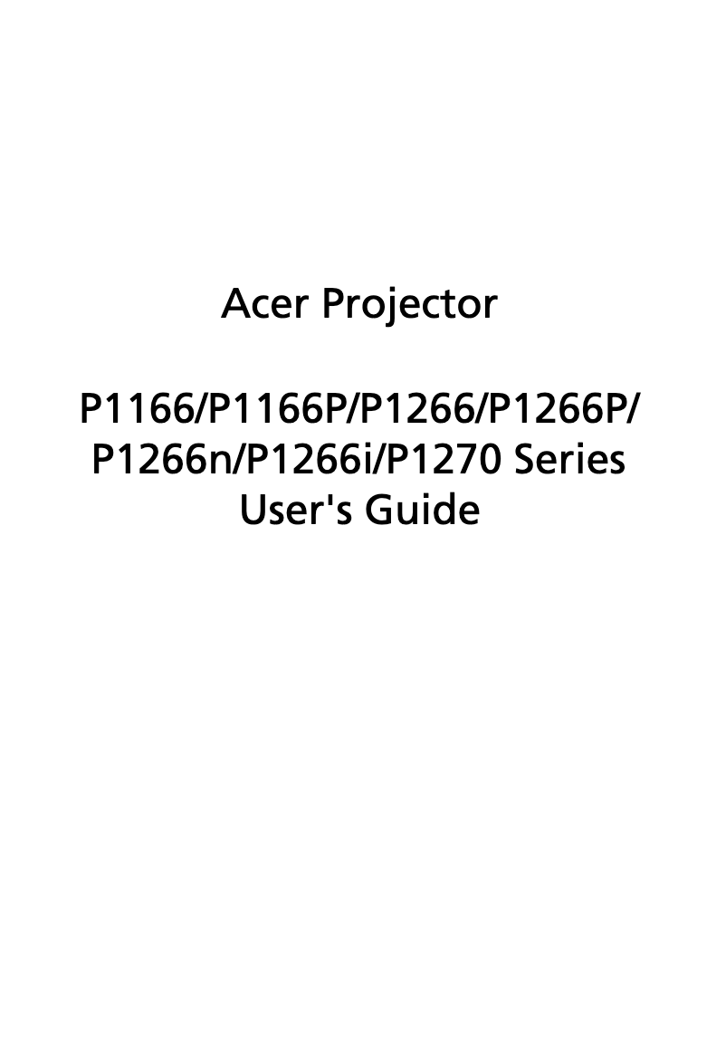 Page 1 de la notice Manuel utilisateur Acer P1166