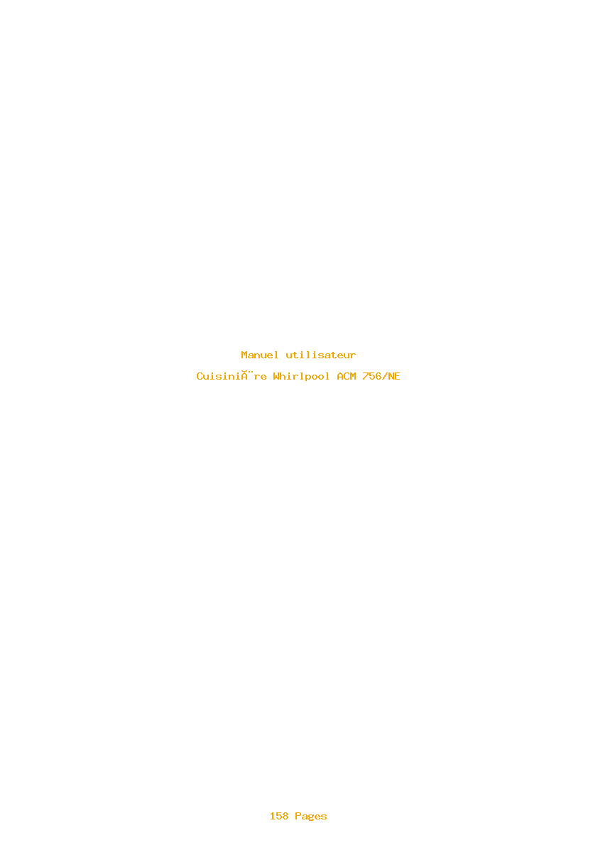 Page 1 de la notice Manuel utilisateur Whirlpool ACM 756/NE