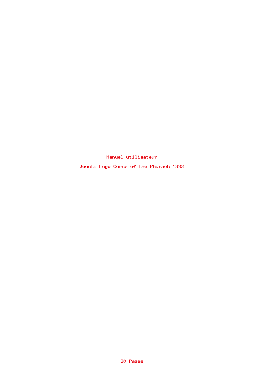 Page 1 de la notice Manuel utilisateur Lego Curse of the Pharaoh 1383