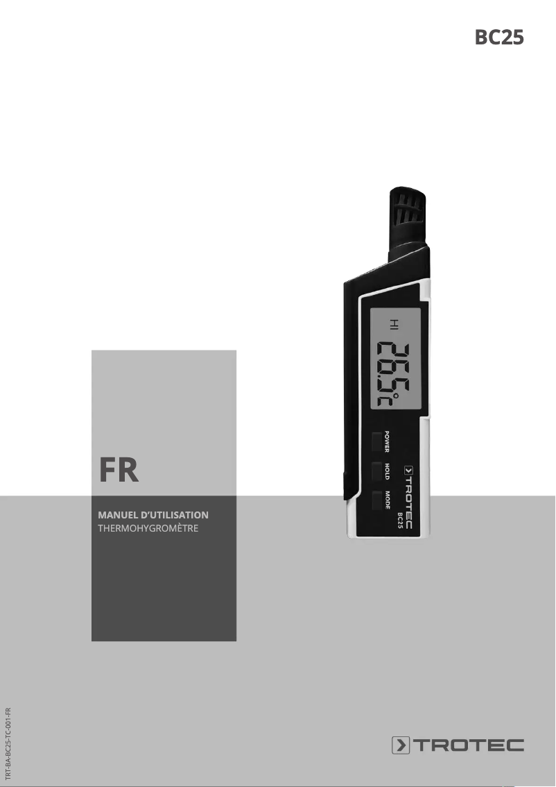 Page 1 de la notice Manuel utilisateur Trotec BC25