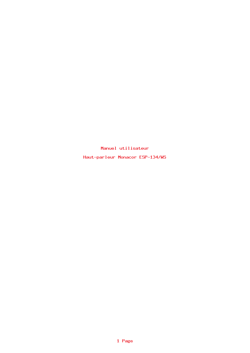 Page 1 de la notice Manuel utilisateur Monacor ESP-134/WS