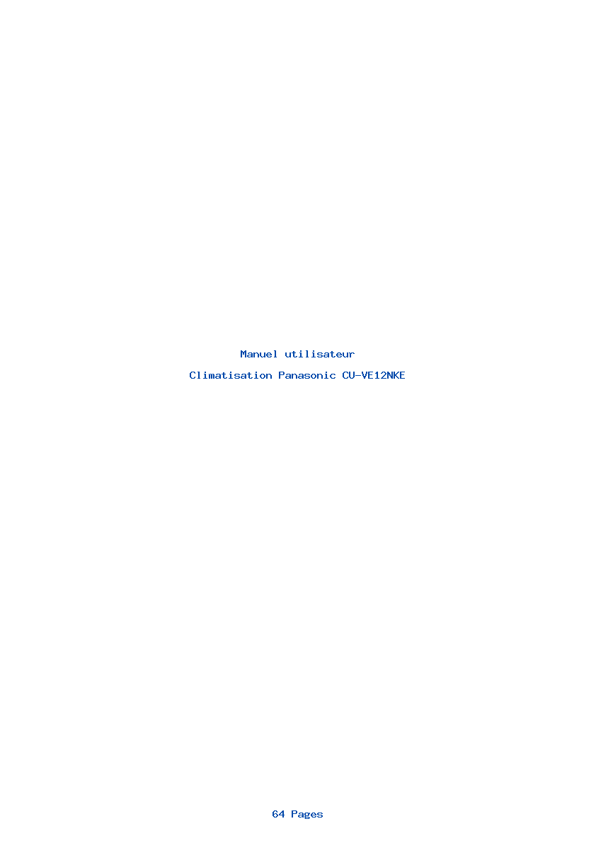 Page 1 de la notice Manuel utilisateur Panasonic CU-VE12NKE