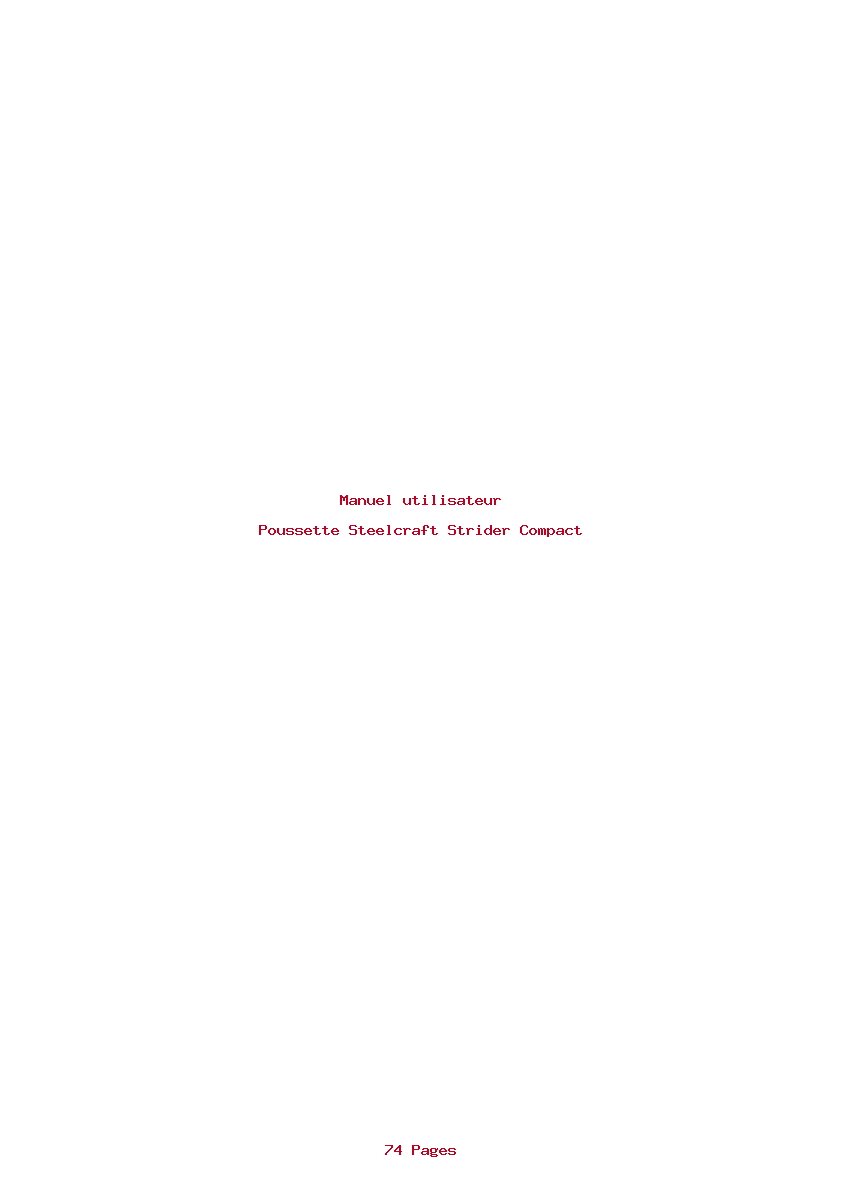 Page 1 de la notice Manuel utilisateur Steelcraft Strider Compact