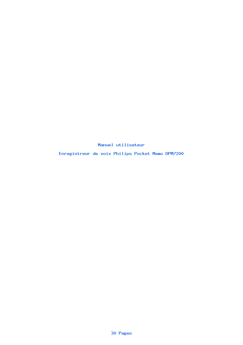 Page 1 de la notice Manuel utilisateur Philips Pocket Memo DPM7200