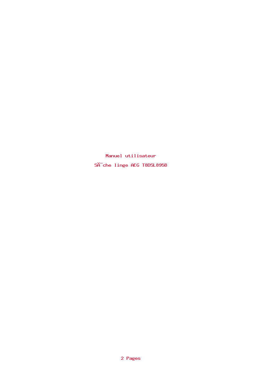 Page 1 de la notice Manuel utilisateur AEG T8DSL895B