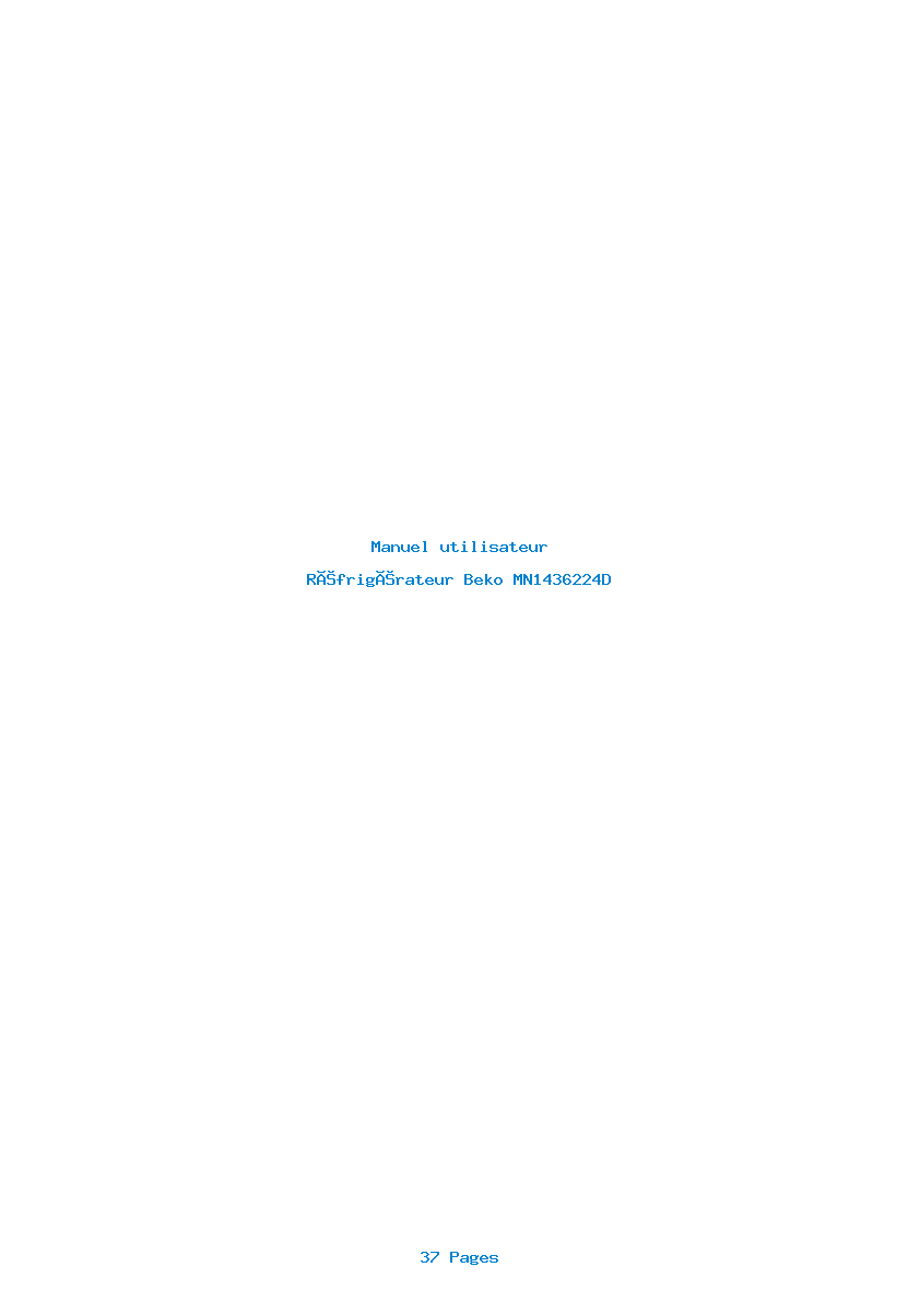 Page 1 de la notice Manuel utilisateur Beko MN1436224D