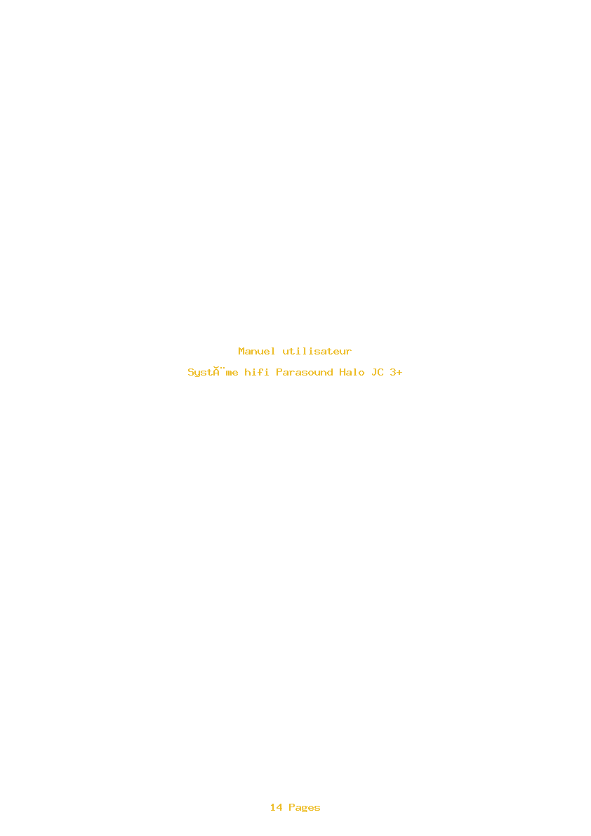 Page 1 de la notice Manuel utilisateur Parasound Halo JC 3+