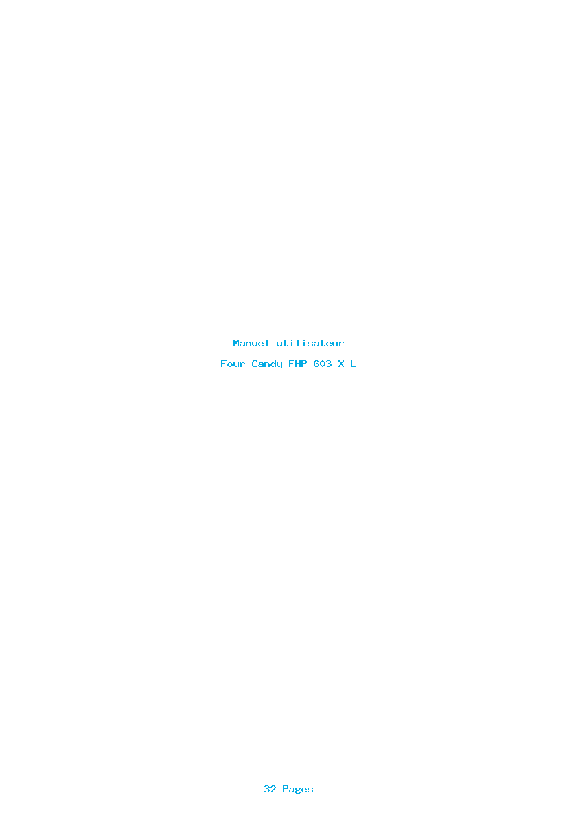 Page 1 de la notice Manuel utilisateur Candy FHP 603 X L