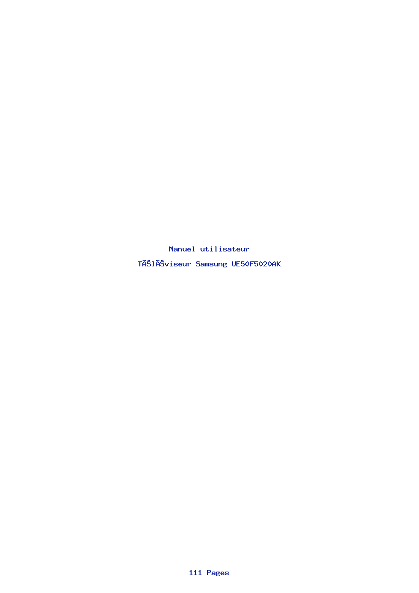 Page 1 de la notice Manuel utilisateur Samsung UE50F5020AK