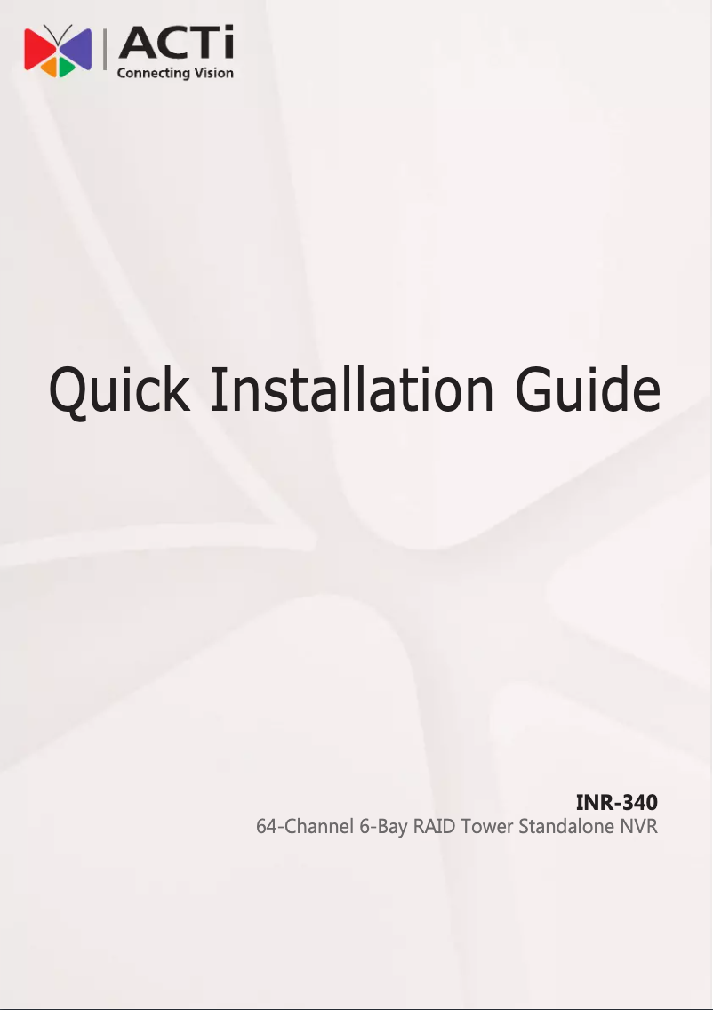 Page 1 de la notice Manuel utilisateur ACTi INR-340