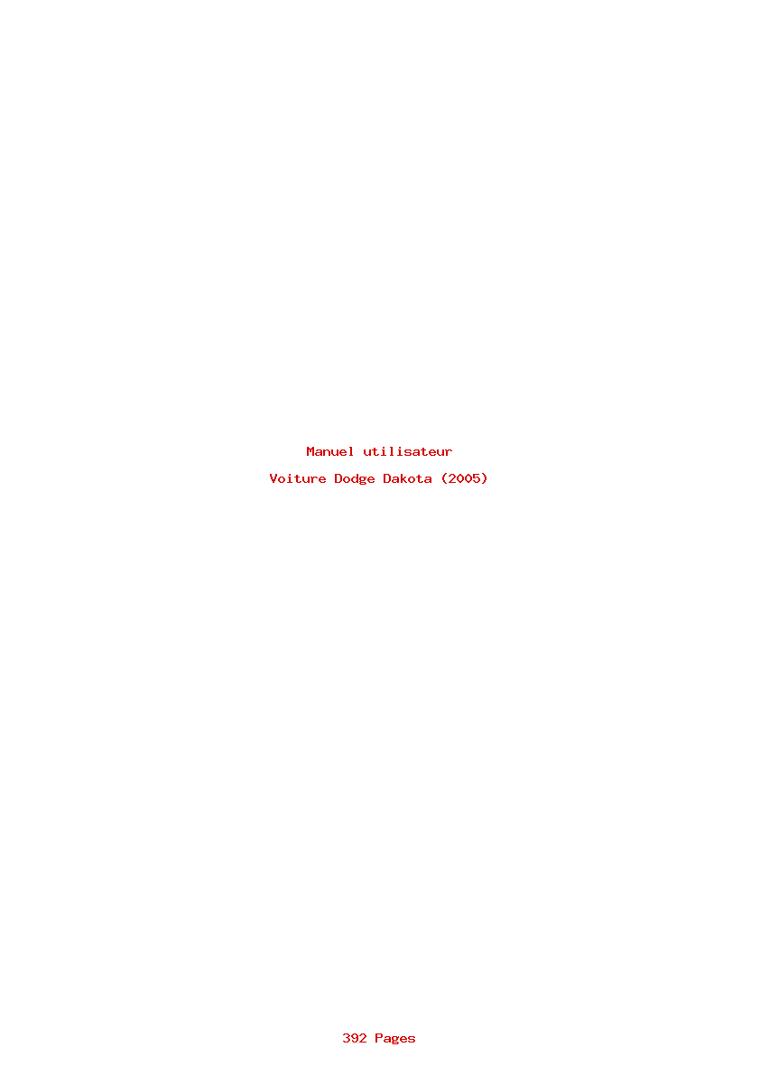 Page 1 de la notice Manuel utilisateur Dodge Dakota (2005)
