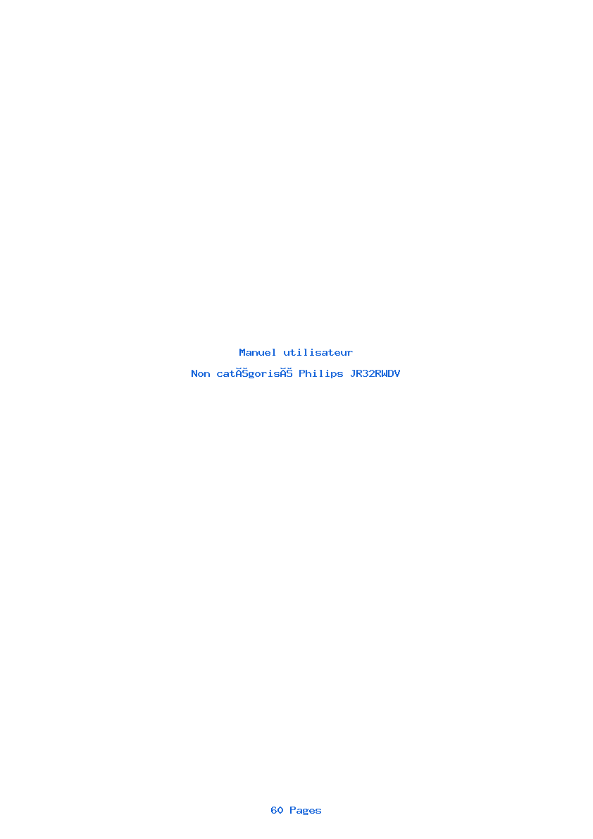 Page 1 de la notice Manuel utilisateur Philips JR32RWDV