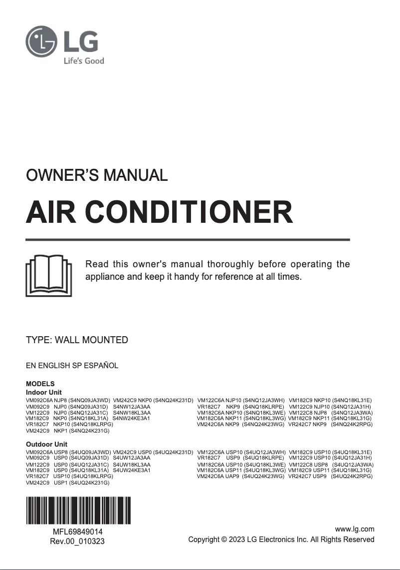 Page 1 de la notice Manuel utilisateur LG VM242C6A