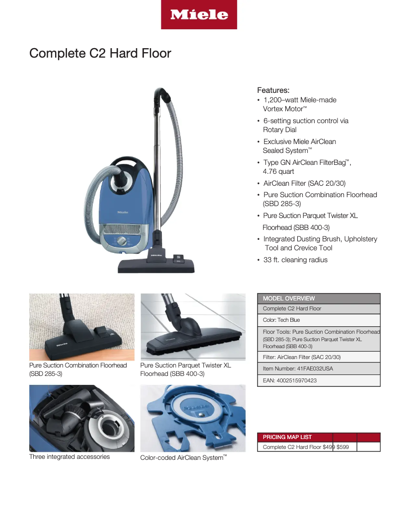 Página 1 del manual Ficha técnica Miele Complete C2 Hardfloor