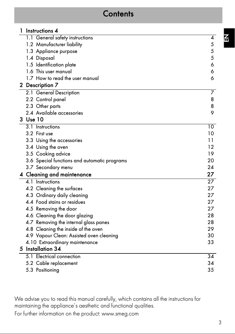 Página 1 del manual Manual de usuario Smeg SFA7390X