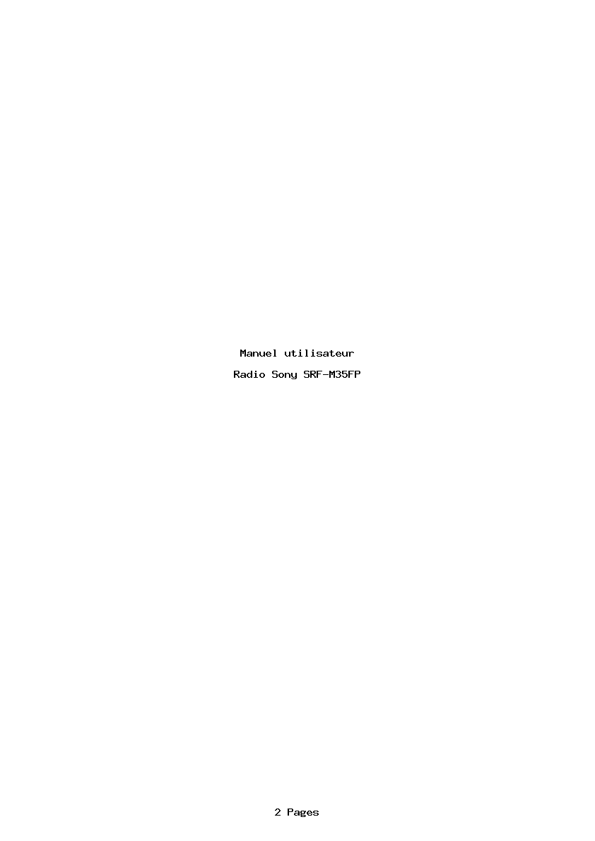 Page 1 de la notice Manuel utilisateur Sony SRF-M35FP