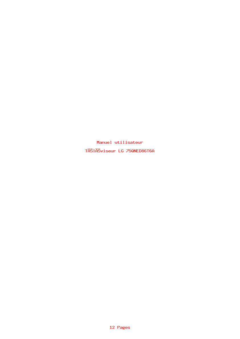 Page 1 de la notice Manuel utilisateur LG 75QNED86T6A