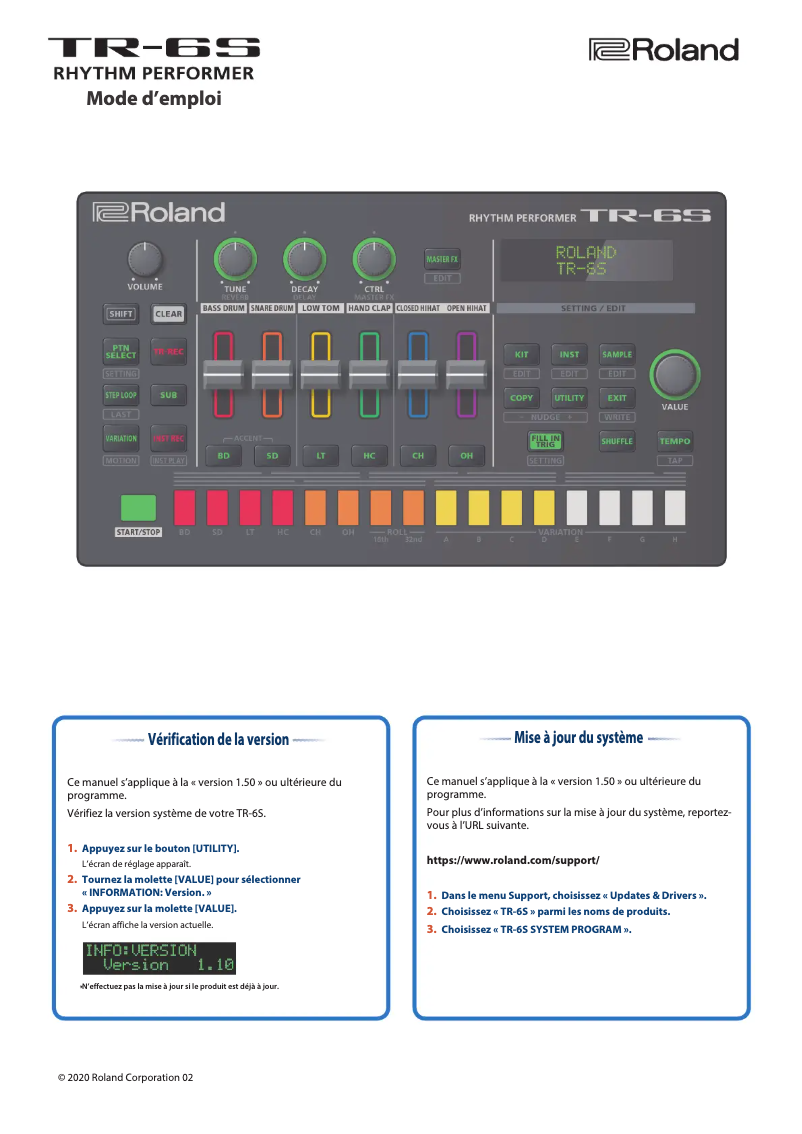 Page 1 de la notice Manuel utilisateur Roland TR-6S