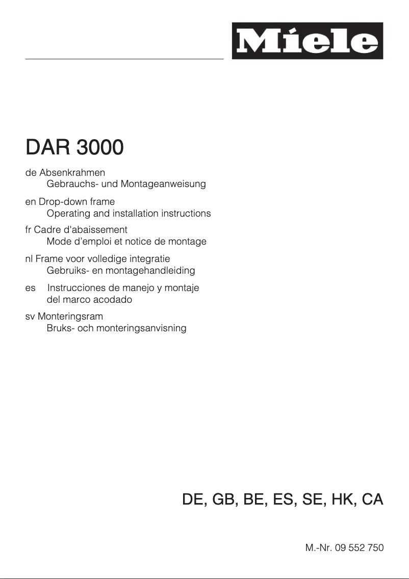 Page 1 de la notice Mode d'emploi Miele DAR 3000