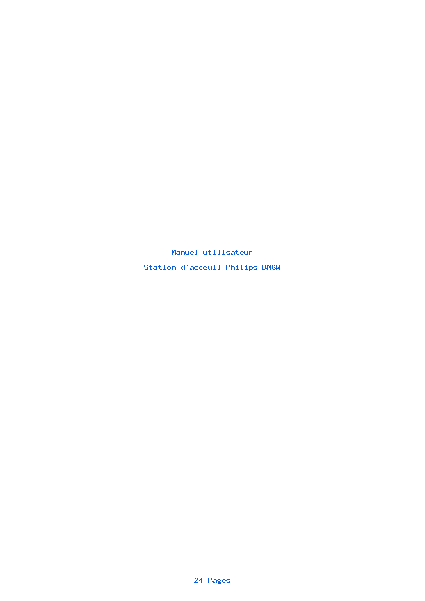 Page 1 de la notice Manuel utilisateur Philips BM6W