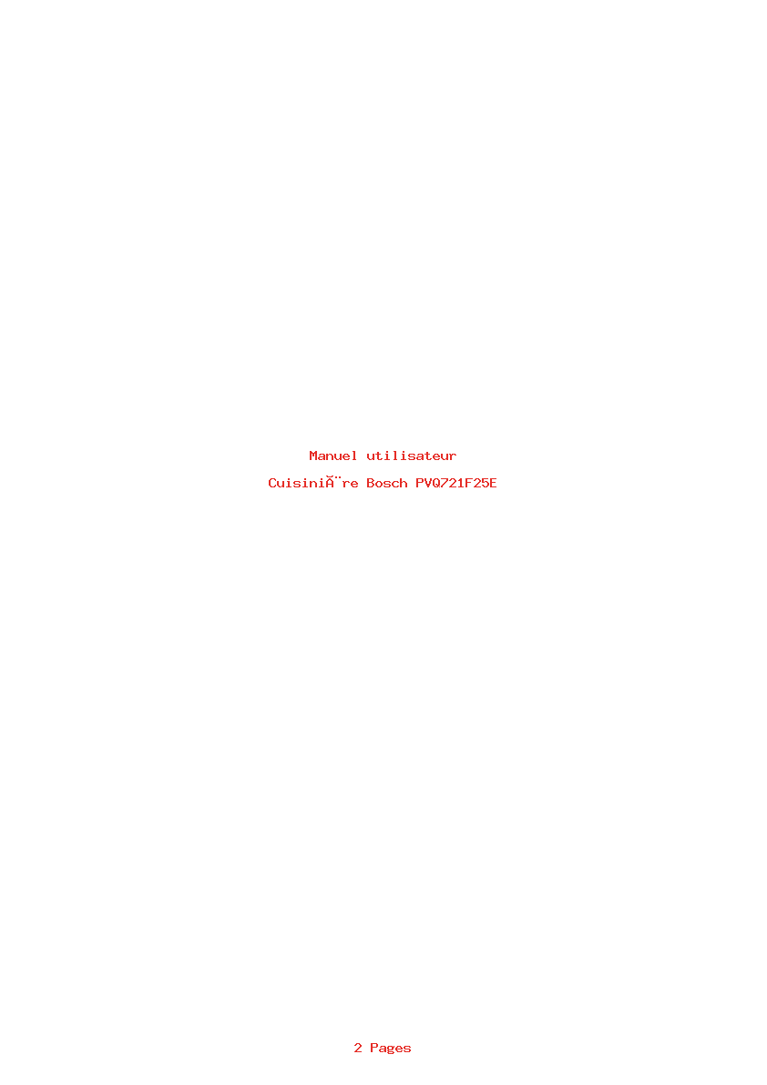 Page 1 de la notice Manuel utilisateur Bosch PVQ721F25E